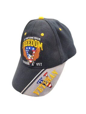 vintage if you love your freedom thank a vet ball cap hat.